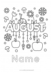 Coloring to customize Summer Ladybug Fruits Insects Apple Months of the year