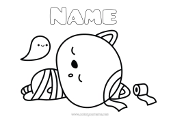 Free colouring Ghost Mummy Cat Cute Dogs and cats