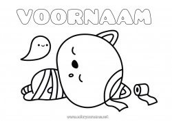 Gratis kleurplaat Spook Mummie Kat Kawaii Honden en katten