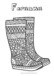 Färgläggningssida att anpassa Höst Zentangle Stövlar