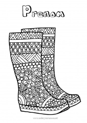 Coloriage à personnaliser Automne Zentangle Bottes