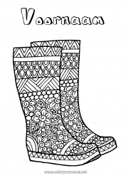 Gratis kleurplaat Herfst Zentangle Laarzen