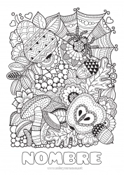 Dibujo libre Araña Otoño Zentangle Insectos Bellota