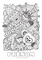 Coloriage à personnaliser Araignée Automne Zentangle Insectes Gland