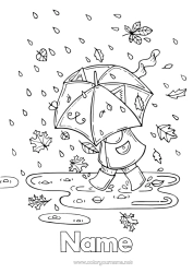 Colouring to customise Autumn Child Umbrella Rain