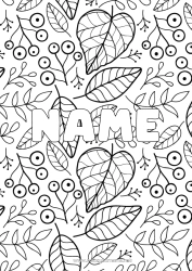 Free colouring Autumn Leaves Decorated name Decorative background