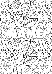 Free coloring Autumn Leaves Decorated name Decorative background