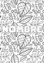 Colorear gratis Otoño Hojas Nombre decorado Fondo decorativo
