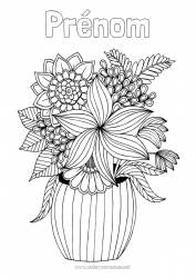 Coloriage gratuit Fleurs Automne Vase