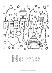 Free colouring Heart Mug Café Drink Fairy cake Month of the year