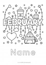 Free coloring Heart Mug Coffee Drinks Cupcake Months of the year