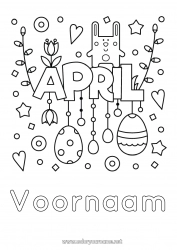 Kleurplaat aanpassen Konijn Paaseieren Tulp Bosdieren Maanden van het jaar