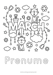Pagină de colorat personalizată Pisică Lalea Câini și pisici Luna anului