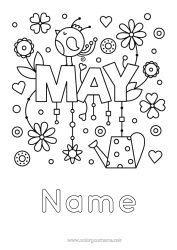 Colouring to customise Flowers Bird Birds And Flying Mammals Watering Can Month Of The Year