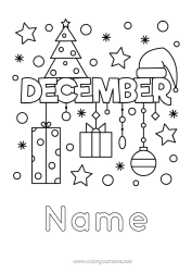 Free colouring Gifts Christmas tree Christmas bauble Month of the year