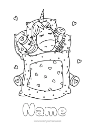 Free colouring Ill Unicorn Animal Bed Dragons, unicorns, and fantastical creatures