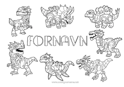 Farvelægningssiden tilpasning Robot Dinosaurer Dyr Diplodocus Tyrannosaurus Triceratops Stegosaurus