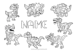 Colouring to customise Robot Dinosaurs Animal Diplodocus Tyrannosaurus Triceratops Stegosaurus Parasaurolophus
