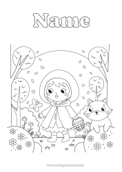 Colouring to customise Wolf Fairy Tale Forest Animals Little Red Riding Hood