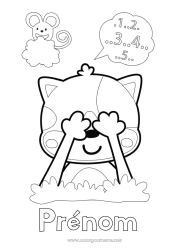 Coloriage gratuit Chat Chiffre Souris Chiens et chats Animaux de la forêt