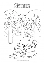 Free coloring Squirrel Autumn Animal Forest animals Acorn