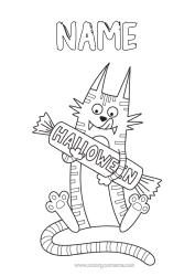 Free colouring Sweets Monster Trick or treat? Cat Halloween Dogs and cats Halloween sign-up