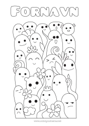 Gratis farvelægning Monster Kawaii