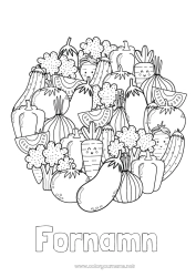 Gratis färgläggning Mandala Mat Grönsaker Morot Kürbis