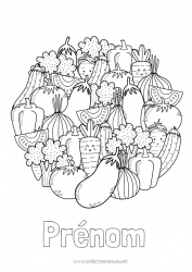 Coloriage gratuit Mandala Nourriture Légumes Carotte Courge