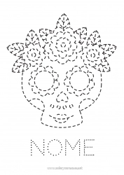 Desenho para personalizar Crânio Dia dos Mortos Desenhos para colorir fáceis Rastreie e Pinte Catrina Calaveras, caveiras