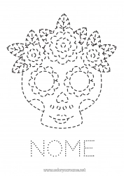 Colorare per personalizzare Teschio Giorno dei Morti Disegni da colorare facili Traccia e colora Catrina Calaveras, teste di morto