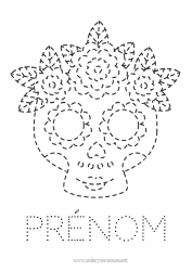 Coloriage gratuit Crâne Día de los Muertos Coloriages faciles Trace et colorie Catrina Calaveras, têtes de mort