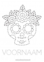 Kleurplaat aanpassen Schedel Dia de los Muertos Eenvoudige kleurplaten Trace et colorie Catrina Calaveras, schedels