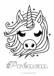 Coloriage gratuit Kawaii Licorne Animal Dragons, licornes et animaux fantastiques