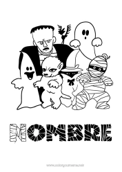 Dibujo libre Vampiro Fantasma Monstruo Momia Bruja Lobo Halloween Animales del bosque Frankenstein Hombre lobo