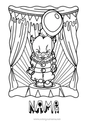 Colouring to customise Halloween Clown Scary