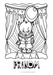 Coloriage gratuit Halloween Clown Effrayant