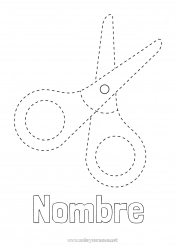 Colorear para personalizar Trazo y color Útiles escolares Tijeras