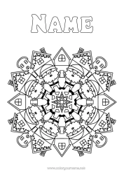 Free colouring Father Christmas Mandala