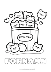 Gratis färgläggning Söt Björnungar Biograf Popcorn Gottigheter, sötsaker Skogens djur