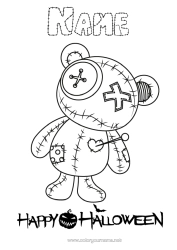 Free colouring Monster Bear Halloween Teddy bear Forest animals Games and toys Halloween sign-up Soft toy