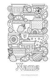 Free drawing Mug Fruits Drinks Complex coloring pages Strawberry Zentangle