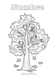Colorear gratis Otoño Hojas Árbol Roble