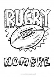 Colorear para personalizar Sport Rugby Pelota de rugby Deportes en equipo