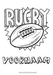 Kleurplaat aanpassen Sport Rugby Rugbybal Teamsporten