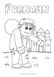 Gratis färgläggning Monster Slott Frankenstein
