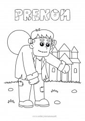 Coloriage à personnaliser Monstre Château Frankenstein