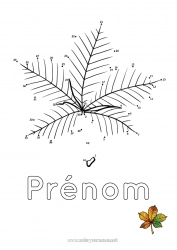 Coloriage gratuit Automne Feuilles Points à relier Trace et colorie Nombres à Relier