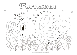Gratis färgläggning Blommor Vår Fjäril Barnaktiviteter Djur Punkter att koppla ihop Insekter Siffror att koppla ihop