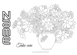 Colouring to customise Flowers Ill Vase Bunch